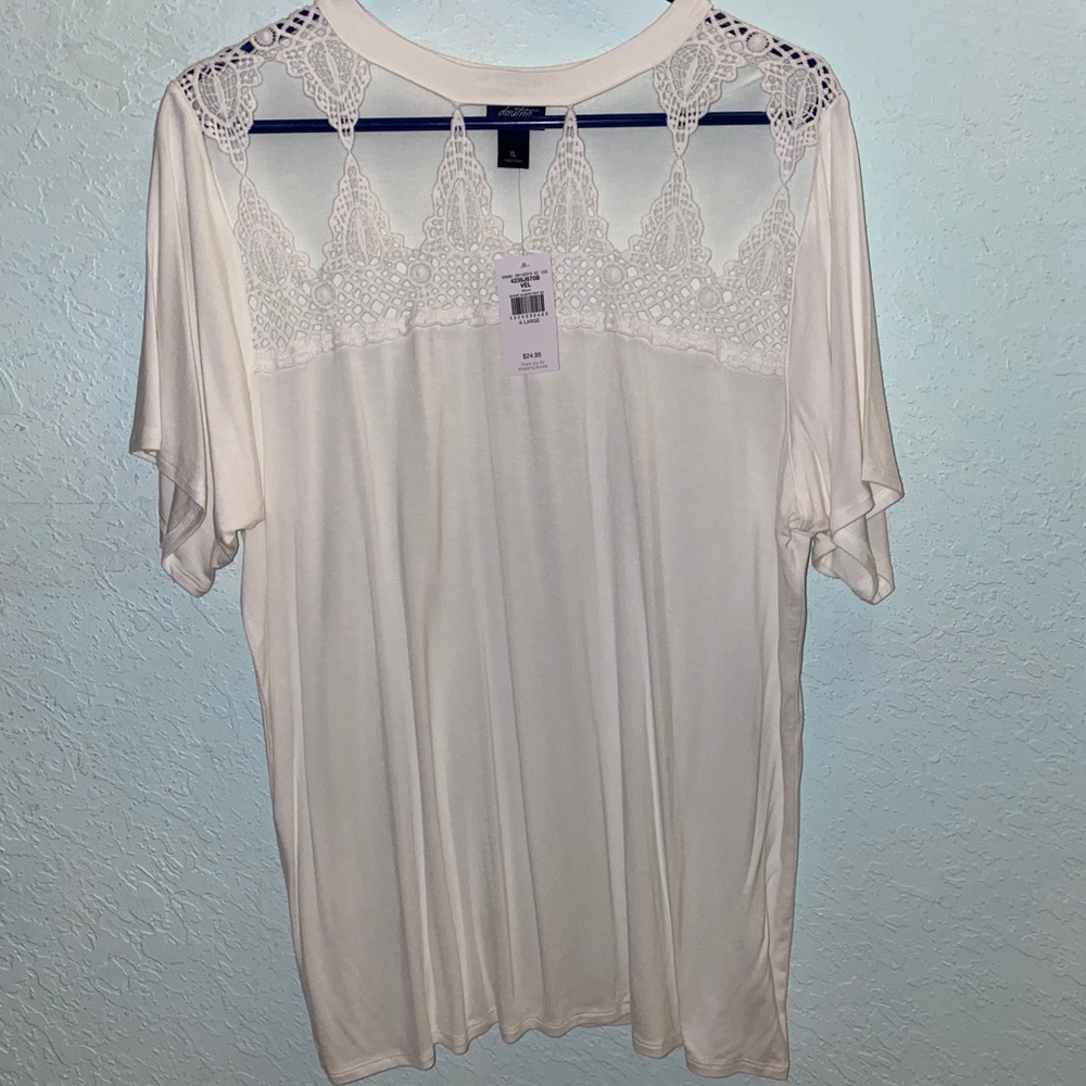 White Blouse with Lace cutouts